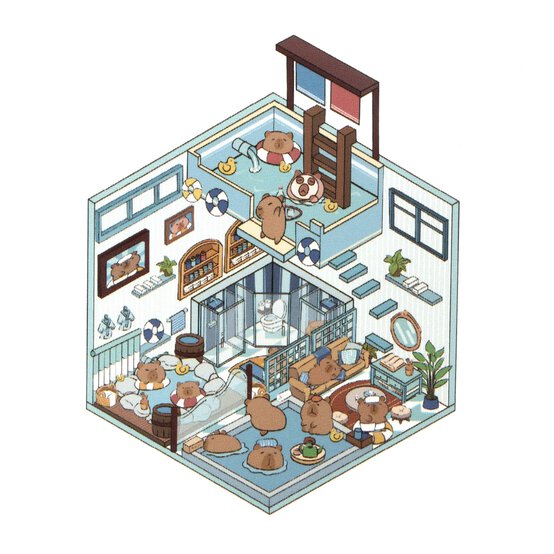 Mini Capybara Bathroom Scene Stickers image number 2