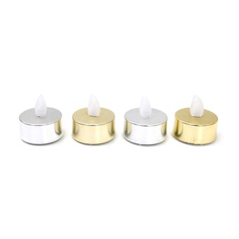 Gold and Silver LED Tealights 4 Pack