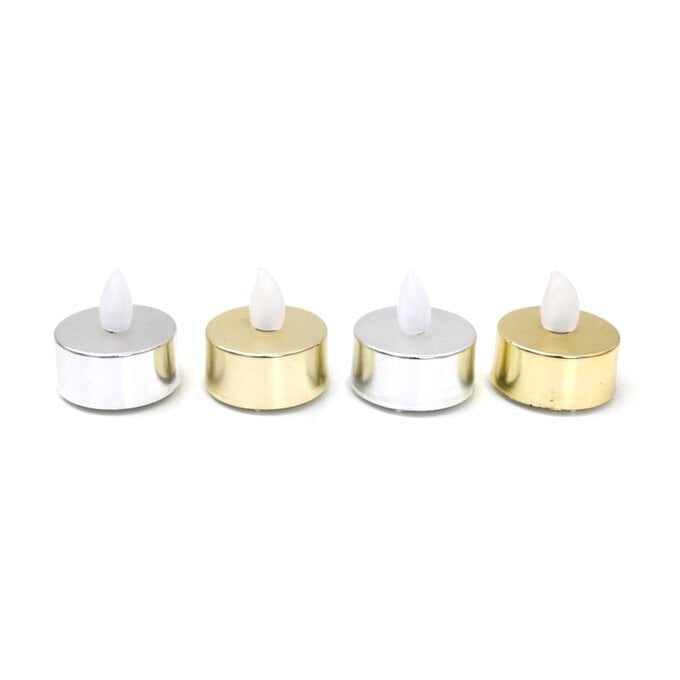 Gold and Silver LED Tealights 4 Pack image number 1