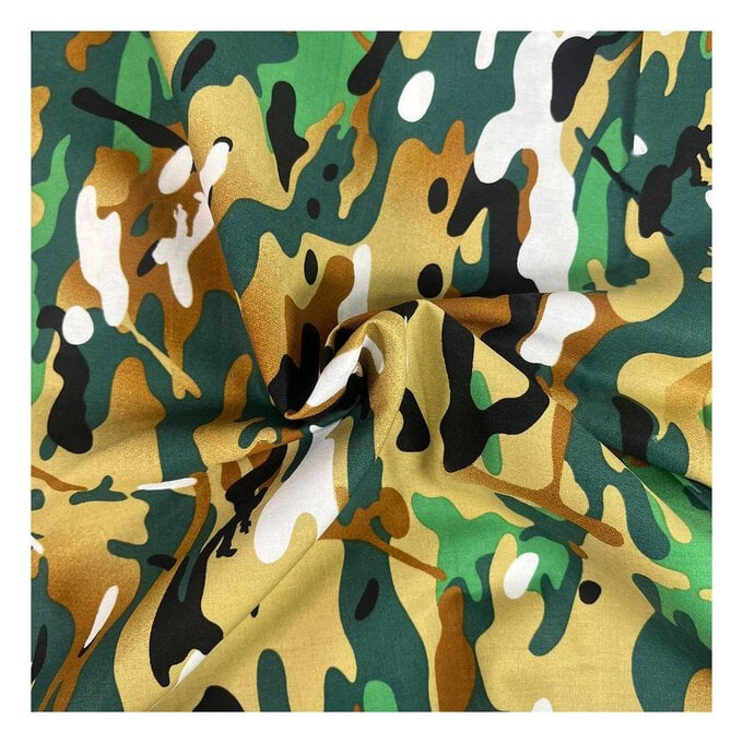 Green Camo Cotton Poplin Fabric by the Metre image number 1