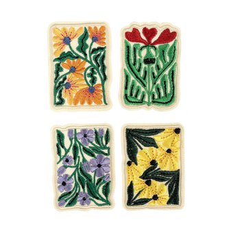 Flower Picture Iron-On Patches 4 Pack