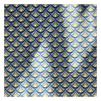 Teal Art Deco Polycotton Fabric by the Metre