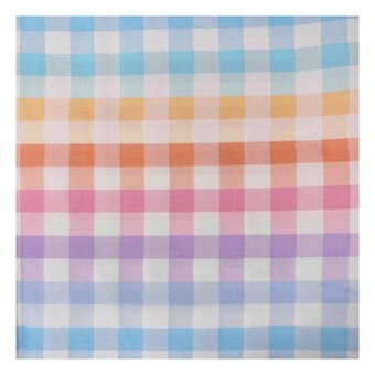 Small Rainbow Gingham Viscose Fabric by the Metre