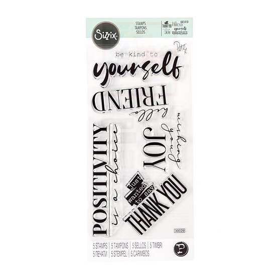 Sizzix Sunny Sentiments 8 Stamp Set 5 Pieces image number 1