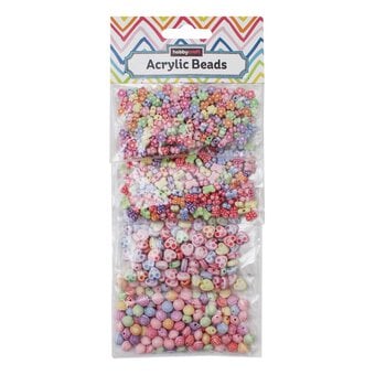 Mixed Pastel Acrylic Beads Waterfall Pack 100g