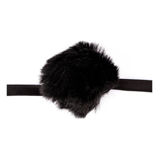 Black Faux Fur Pom Pom 6cm image number 2