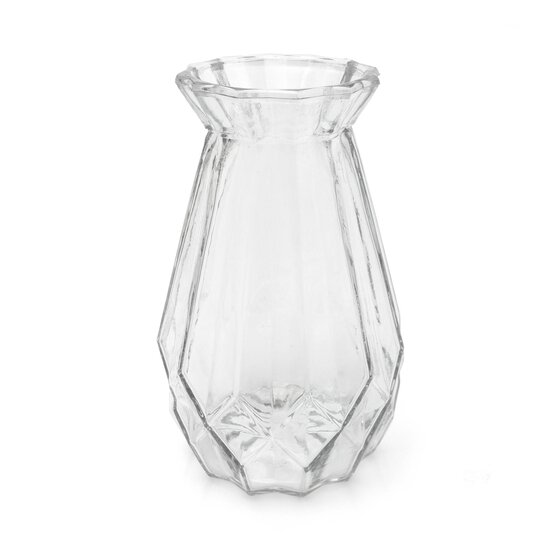 Clear Textured Glass Vase 12cm x 18cm image number 1
