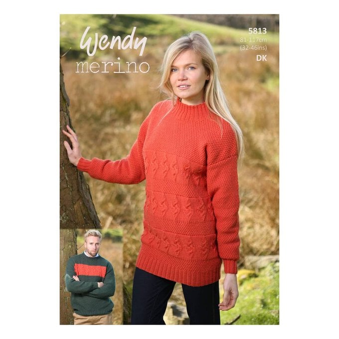 Wendy Merino DK Unisex Textured Sweaters Digital Pattern 5813 image number 1