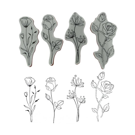 Flower Stem Tattoo Stamp Set 4 Pieces image number 1