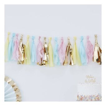 Ginger Ray Pastel and Gold Tassel Garland 2m image number 2