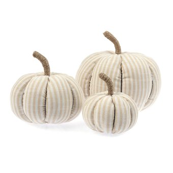 White Cotton Striped Pumpkin 3 Pack Bundle