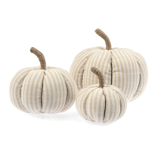 White Cotton Striped Pumpkin 3 Pack Bundle image number 1
