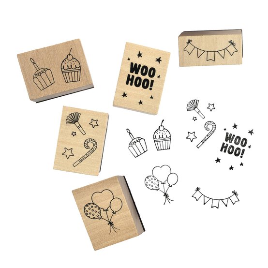 Celebration Wooden Stamps 5 Pack image number 1