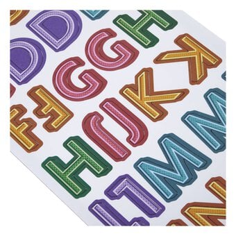 Bright Grid Alphabet Chipboard Stickers 72 Pieces