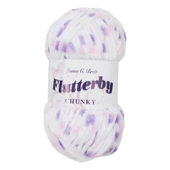 James C Brett White Pink Multi Flutterby Chunky Yarn 100 g