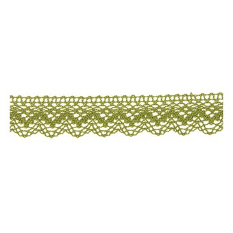 Olive Green 25mm Scallop Cotton Lace Trim by the Metre