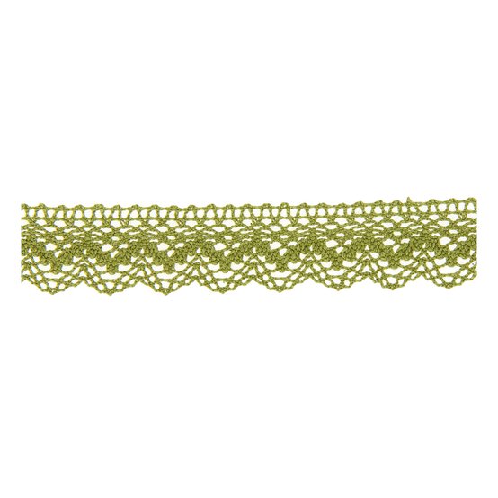 Olive Green 25mm Scallop Cotton Lace Trim by the Metre image number 1