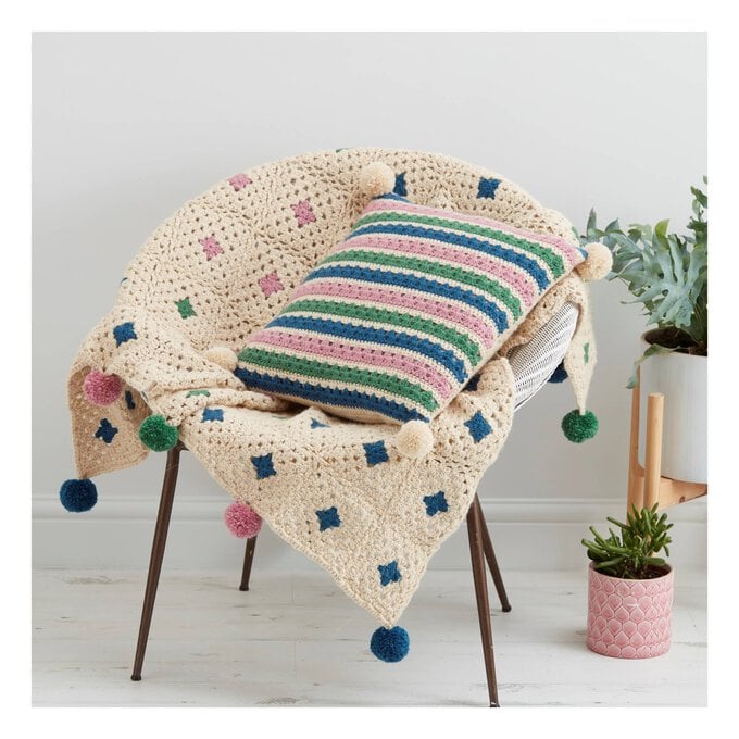 Knitcraft Vintage Granny Pom Pom Blanket and Cushion Digital Pattern 0047 image number 1