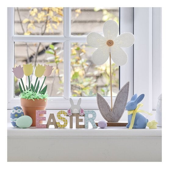 White Fabric Flower 38cm image number 2