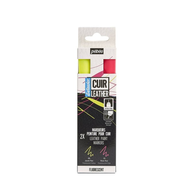 Pebeo Setacolor Fluorescent Leather Paint Markers 2 Pack image number 1