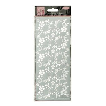 Outline Stickers Fanciful Floral Corners Silver