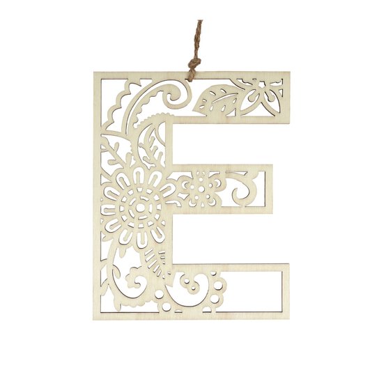 Wooden Filigree Hanging Letter E 12cm image number 3