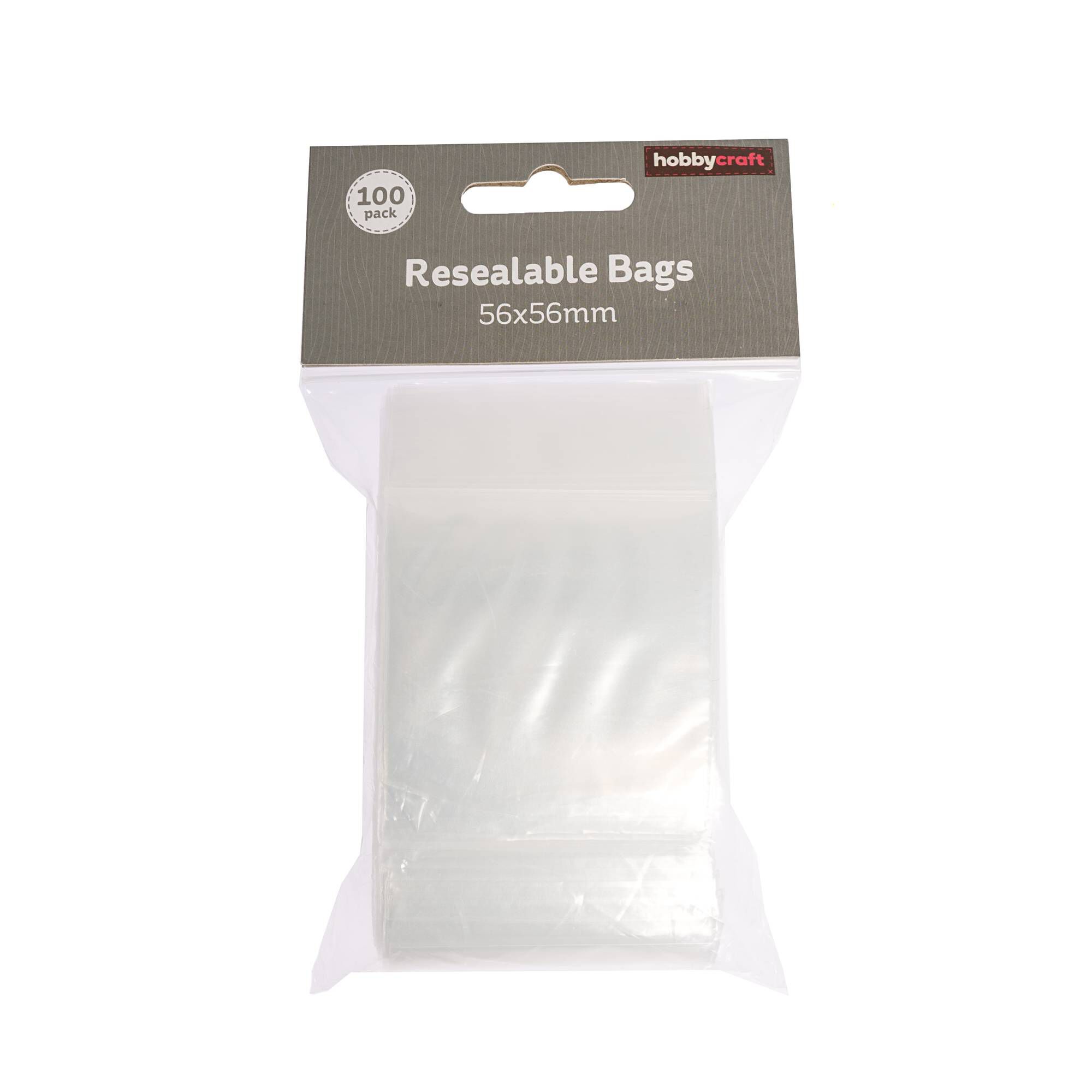 Clear Resealable Bags 56mm x 56mm 100 Pack Hobbycraft