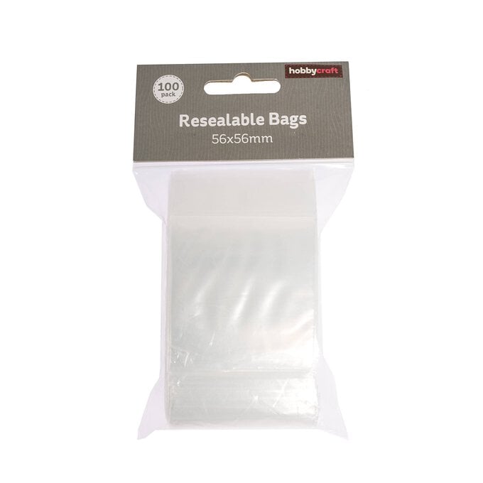 Clear Resealable Bags 56mm x 56mm 100 Pack image number 1