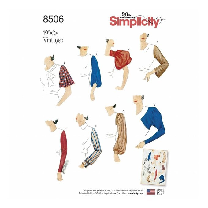 Simplicity Vintage Sleeves Sewing Pattern 8506 (10-22) image number 1
