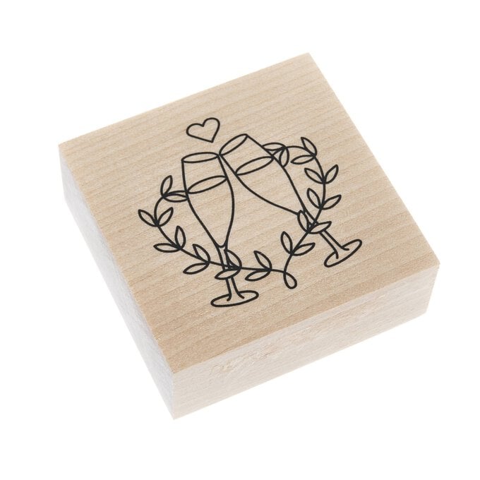 Champagne Glass Wooden Stamp 5cm x 5cm image number 1