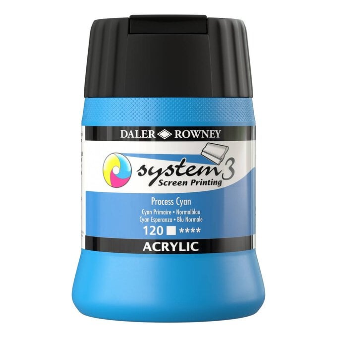 Daler-Rowney System3 Process Cyan Screen Printing Acrylic Ink 250ml image number 1