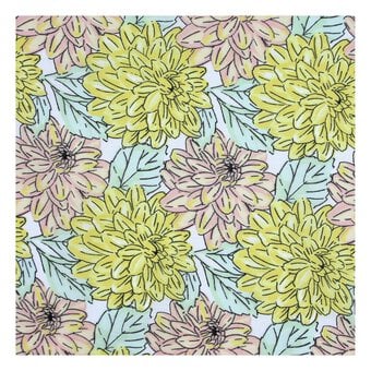 Yellow Floral Polycotton Fabric by the Metre image number 2