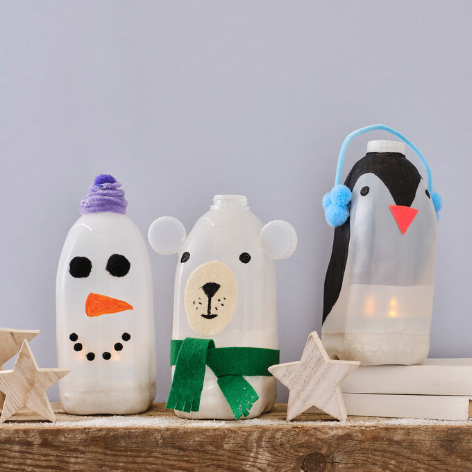 How to Make Winter Milk Bottle Lanterns | Hobbycraft