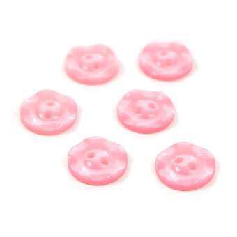 Hemline Pink Basic Scalloped Edge Button 6 Pack