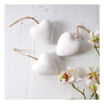 Unglazed Ceramic Hanging Heart Decorations 3 Pack