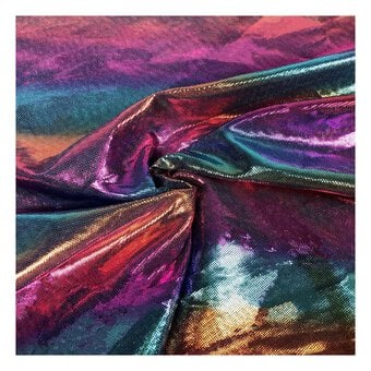 Blue Rainbow Foil Fabric by the Metre