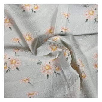 Mint Pastel Floral Crinkle Print Fabric by the Metre
