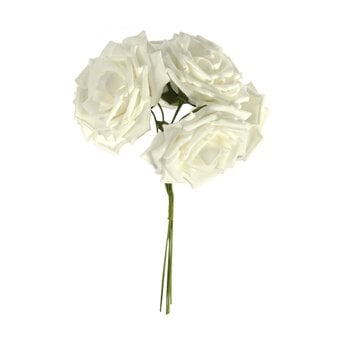 White Open Rose Bouquet 6 Pieces