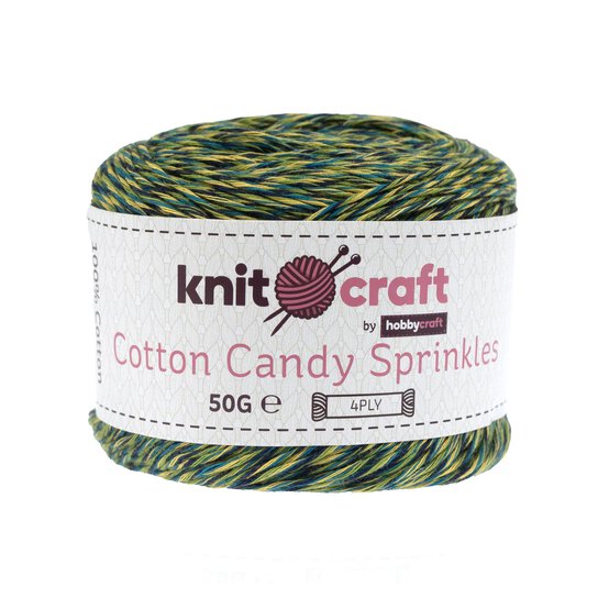 Knitcraft Green Yellow Cotton Candy Sprinkles 4 Ply 50g image number 1
