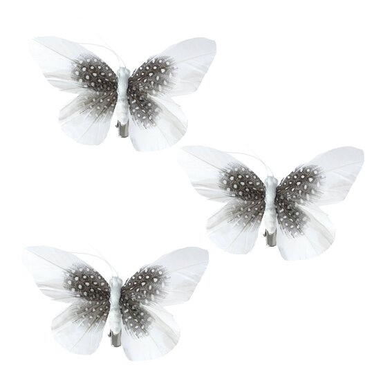 White Butterfly Clips 3 Pack image number 1