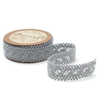 Grey Cotton Lace Ribbon 18mm x 4m image number 3