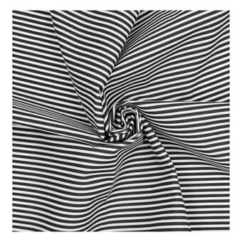 Black Stripe Polycotton Fabric by the Metre