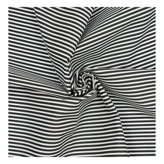 Black Stripe Polycotton Fabric by the Metre image number 1