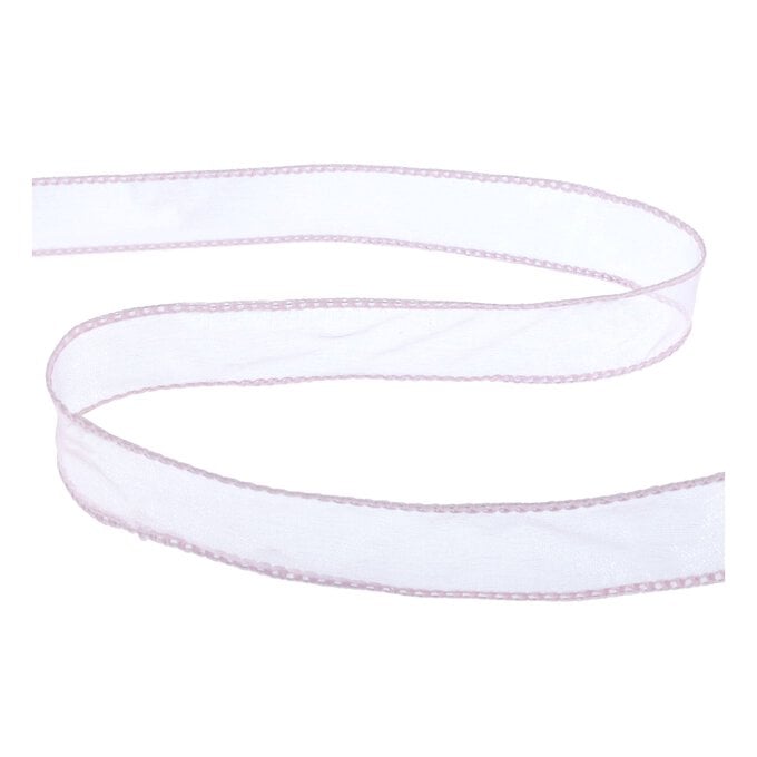 Pale Pink Wire Edge Organza Ribbon 25mm x 3m image number 1