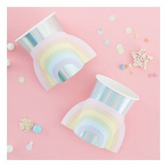 Ginger Ray Pastel Party Rainbow Paper Cups 6 Pack image number 2