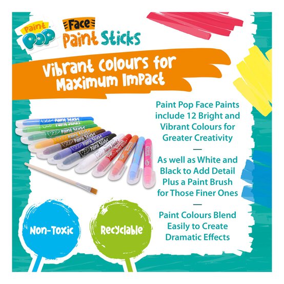 Paint Pop Face Paint Sticks 12 Pack image number 2