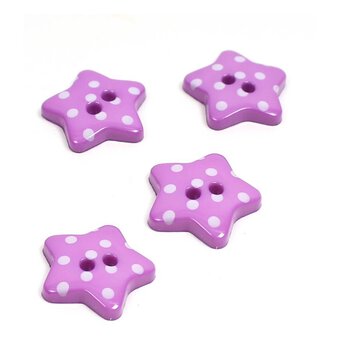 Hemline Purple Novetly Star Button 4 Pack