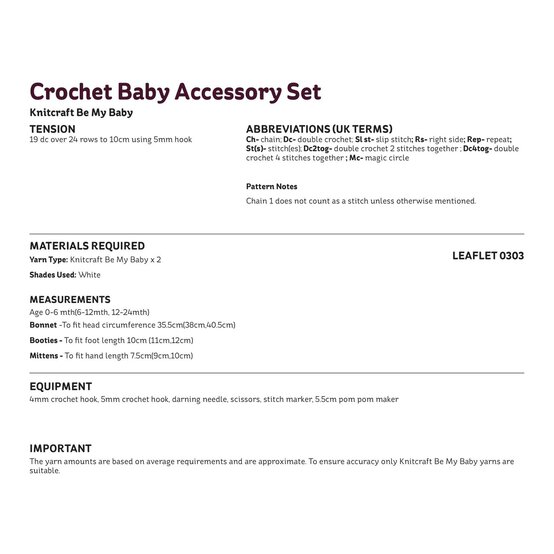 Knitcraft Crochet Baby Accessories Digital Pattern 0303 image number 3