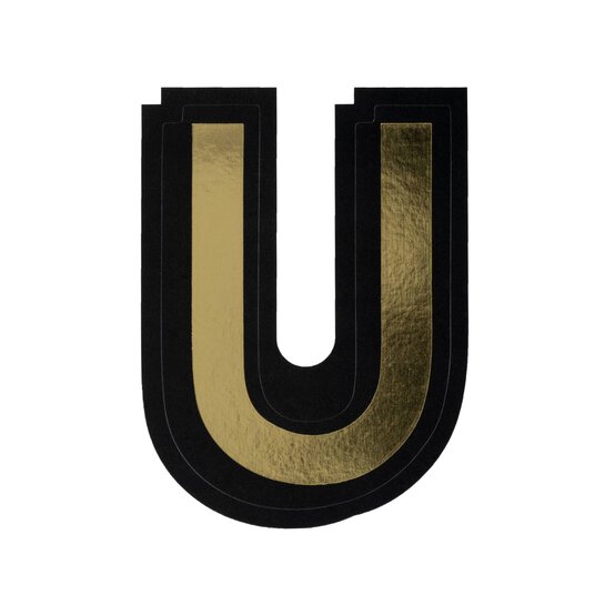 Black and Gold Vinyl Letter U Sticker 5cm image number 1