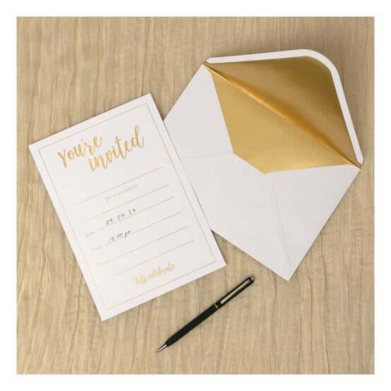 Create & Celebrate Gold Party Invitations 20 Pack image number 2